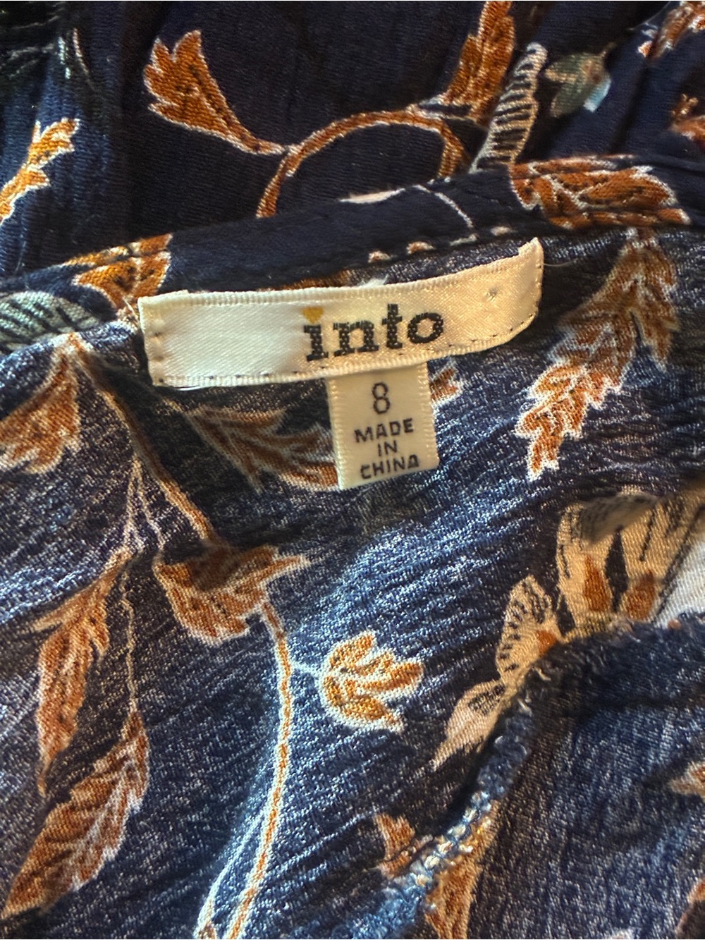 Into Boho Navy Blue Floral Open Back Long Sleeve Romper Size 8 Festival - Picture 5 of 5